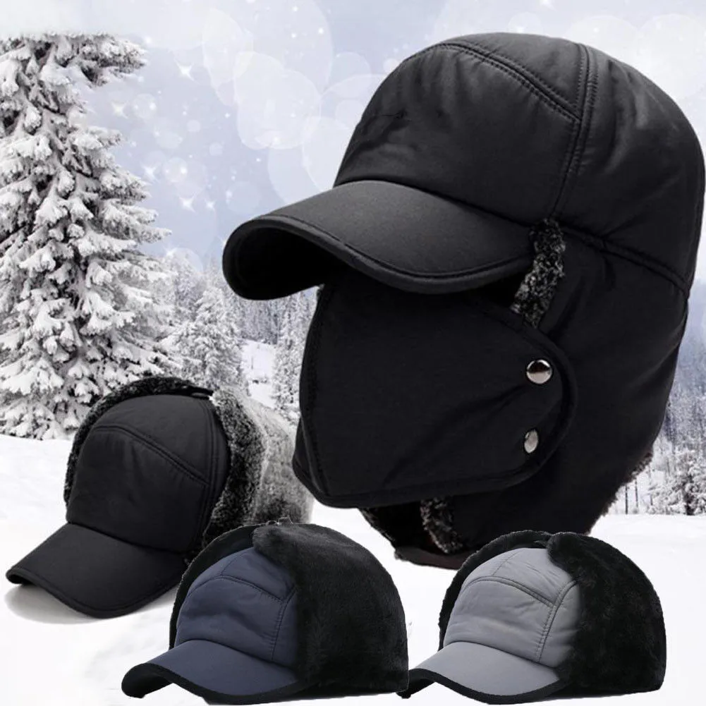

2019 Brand New Unisex Trapper Bomber Warm Russian Trooper Ear Flaps Winter Ski Hat Men Women Cap New Bomber Hats