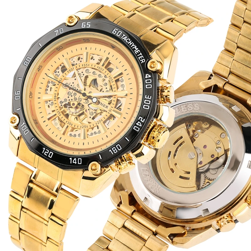 

Top Luxury Mechanical Watches Men Sport Watch Men's Gold Skeleton Watch Automatic Army Military Business Wrist Watch Male Clock