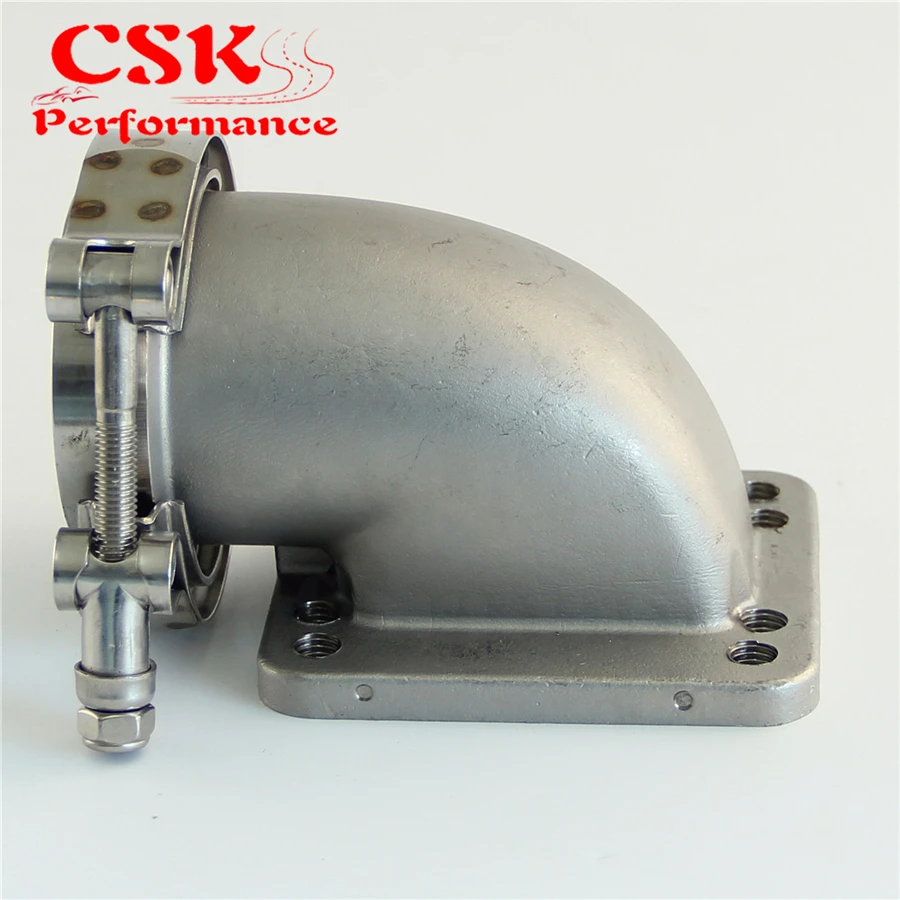 2 5 &quotVband 90 градусов Stainess SS для модели&quot Cast Turbo &quotлокоть адаптер фланец + зажим T3 T4