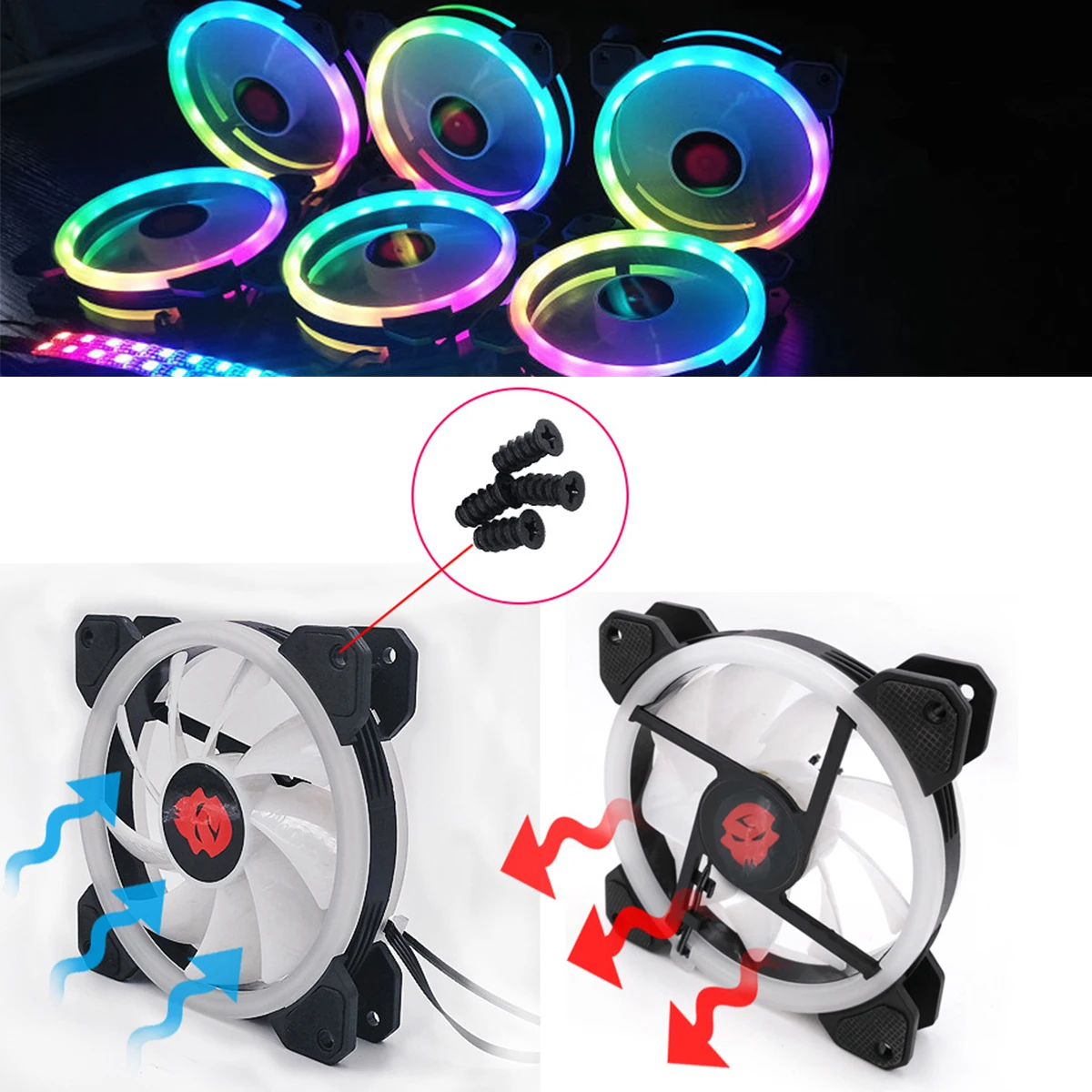 SOONHUA цветной светодиодный чехол кольцо с вентилятором прочный 5 шт. RGB вентилятор