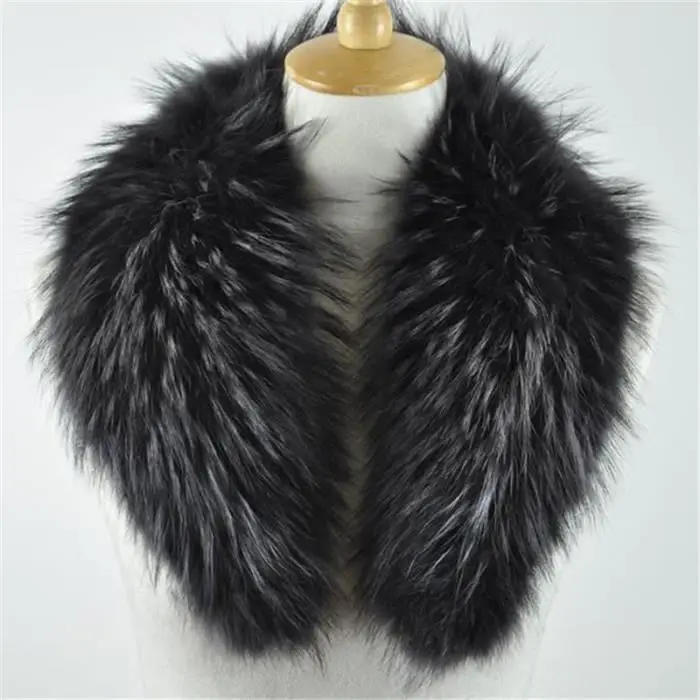 US $39.99 Natural Raccoon Fox Real Fur Collar Winter Scarf Women Big Size Scarves Warp Shawl Neck Warmer Stole Muffler With Multicolor