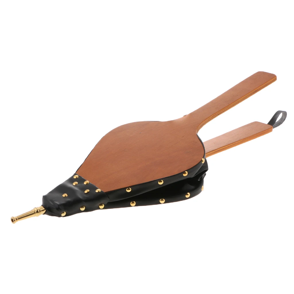 

Indoor Outdoor Wooden Bellows Fireplace Wood Bellow BBQ Handheld Barbecue Grill Smoker Campfire Blower Bellow