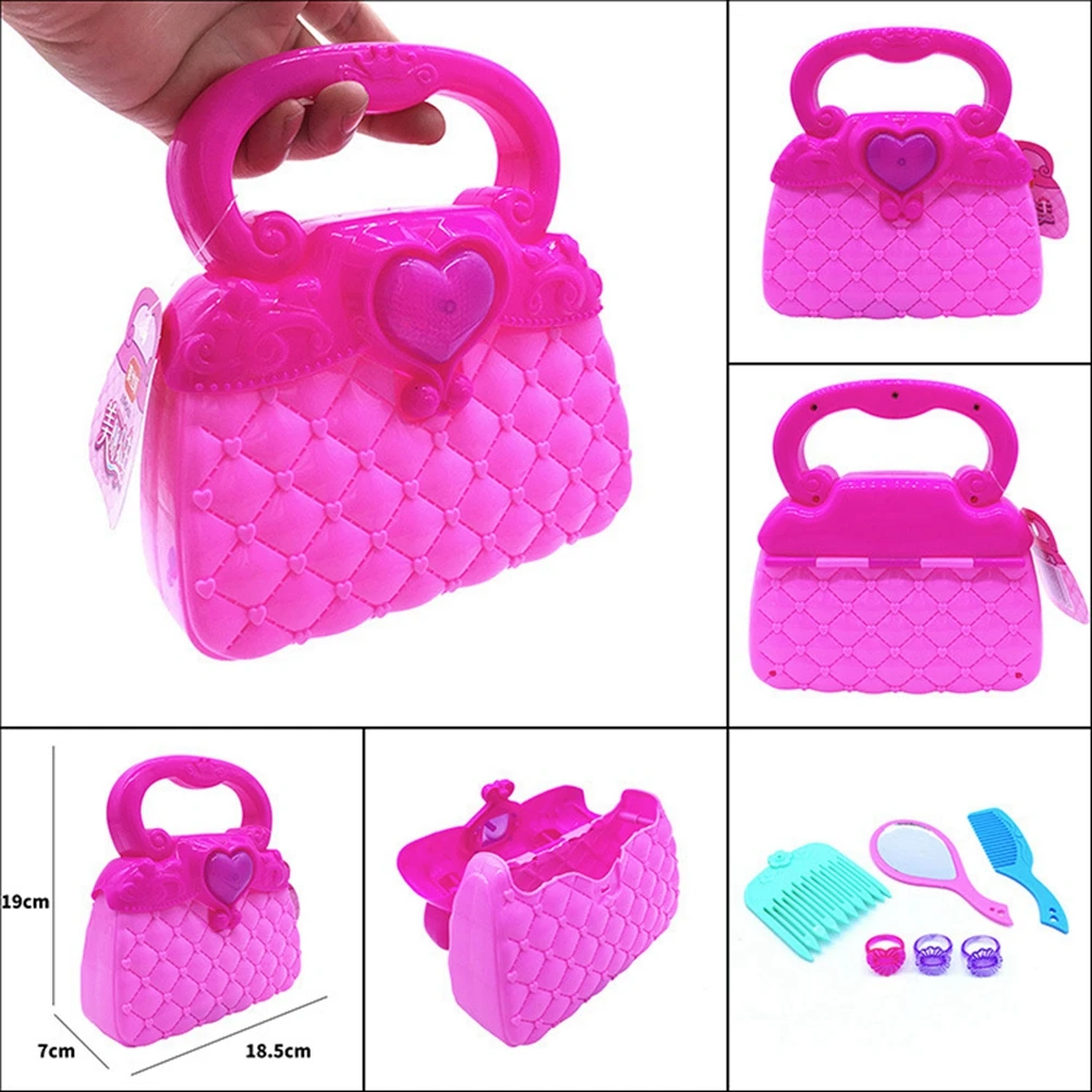 1Pc Pretending Playset Cute Plastic Lightweight Kid Purse Set Handbag Toy Educational Toy with Every Day Accessories for Girls