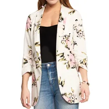 YJSFG HOUSE Women Blazers Fashion Print Suit Business Coats Office Ladies Long Sleeve Office Jacket Notched Hotsale Outwear Tops