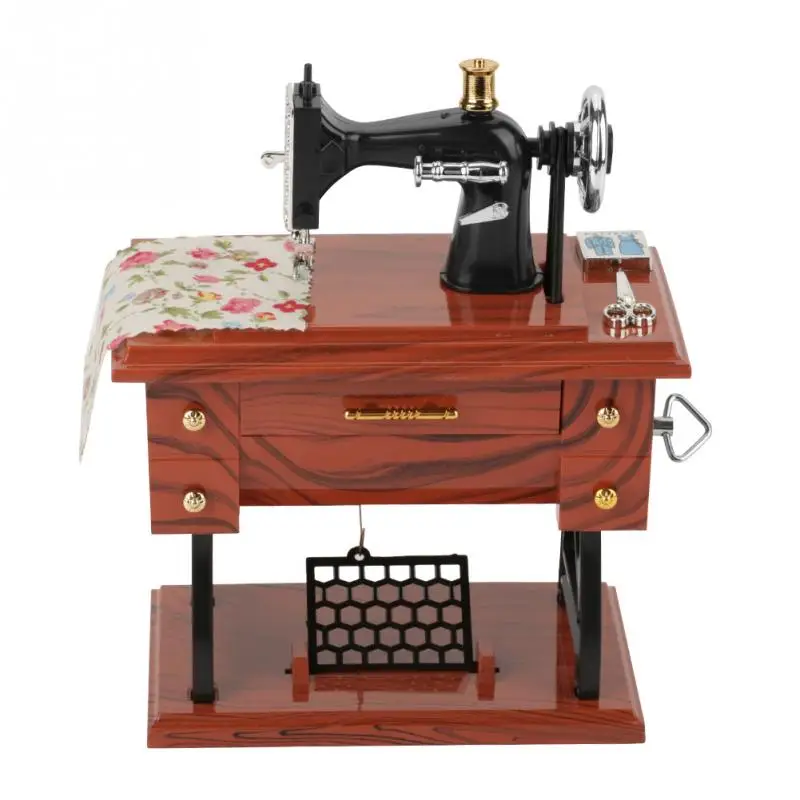 

Fashion Sewing Machine Music Box Mini Vintage Creative Retro Sewing Clockwork Music Box Gift FOR Table Home Decoration 2019