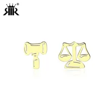 RIR Персонализированные из нержавеющей стали золотые серьги в форме молотка чешуи серьги весы сувениры дать адвокатам лучший подарок