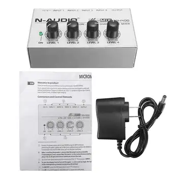 

LEORY Mini 4 Channel Music Mixing Ultra-compack Audio Sound Mixer DJ Console DJ Mezclador For Audio PC Karaoke Professional
