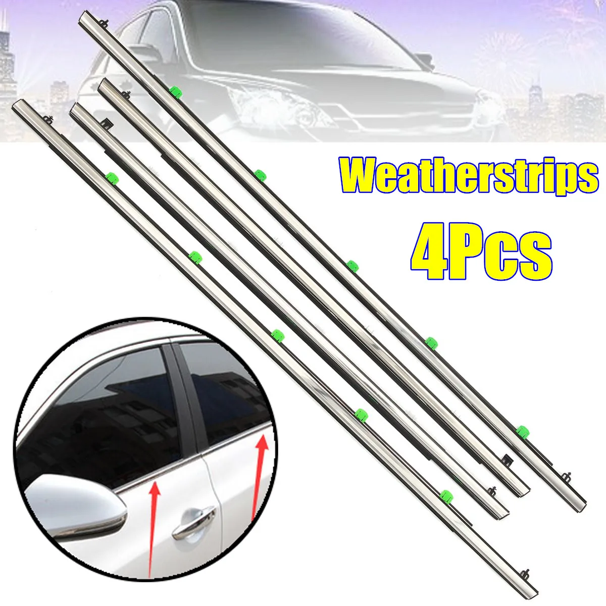 

4pcs Car Chrome Outside Window Moulding Weatherstrip Weather Seal Fit For C-R-V 07-11