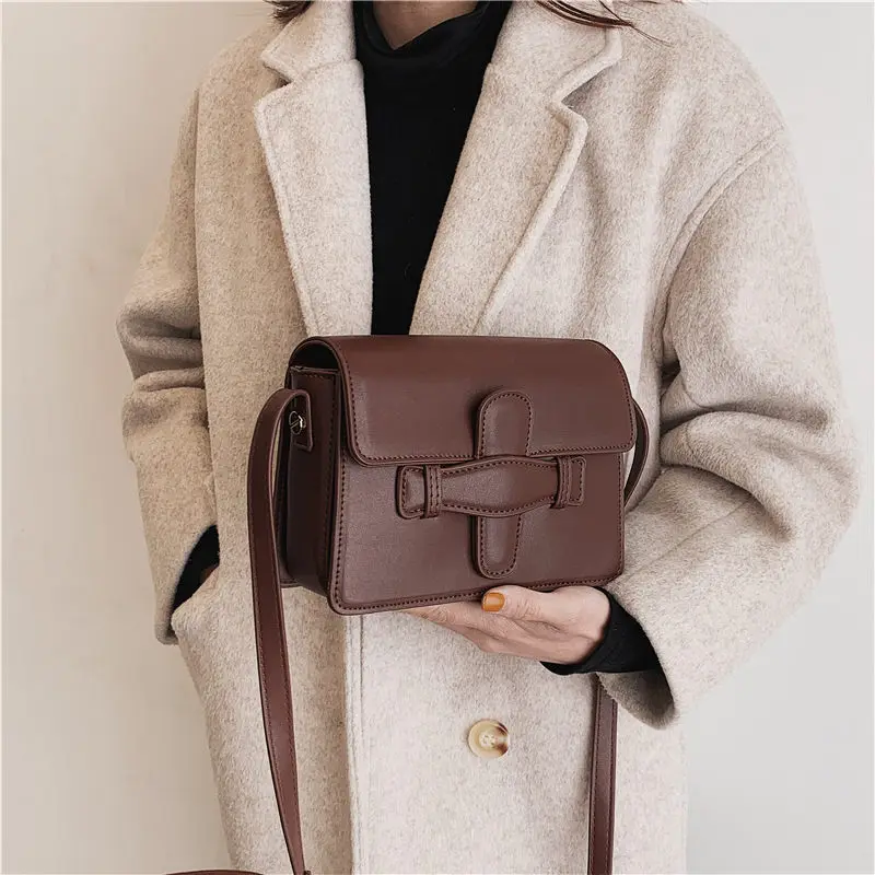 

New Women Messenger Bags Vintage Pu Leather Crossbody Handbags for Women Solid Simple Design Female Shoulder Bags Bolsa Feminina