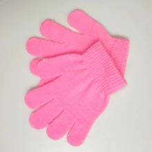 Лидер продаж, однотонные зимние теплые вязаные студенческие перчатки на полный палец, тянущиеся перчатки для мальчиков и девочек