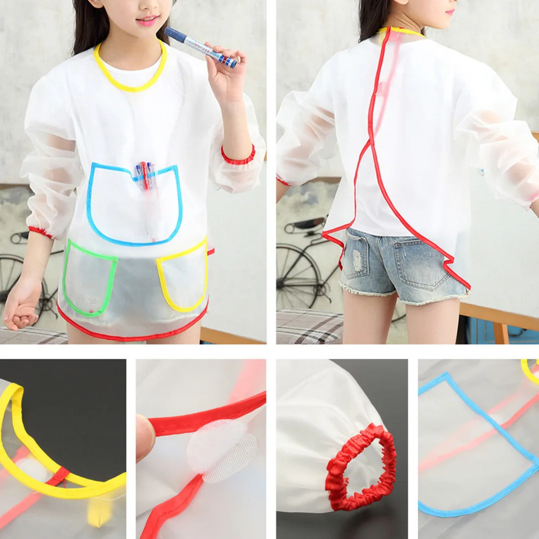 

New Waterproof General Kids Antifouling Painting Apron Blouse Girl Boy School Smock