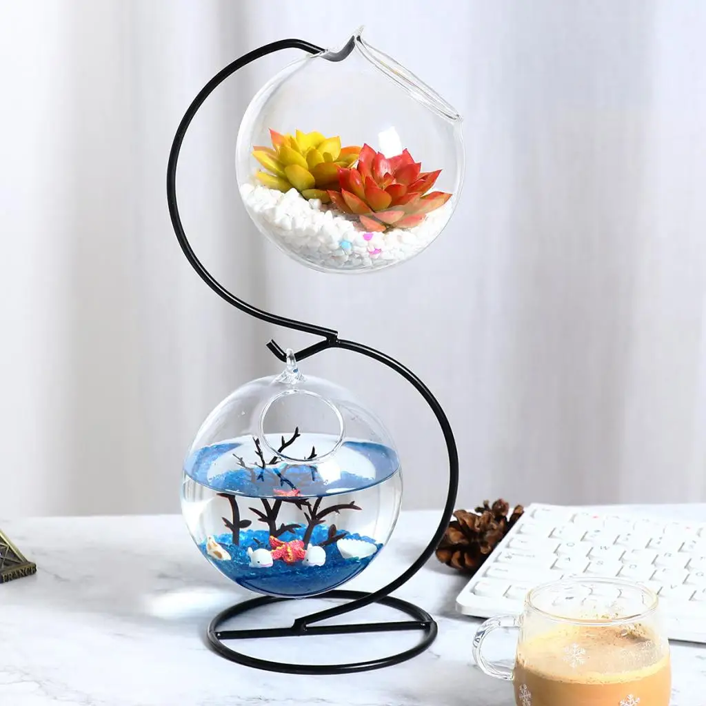 

Candlestick Ball S Globe Shape Clear Hanging Glass Vase Flower Plants Container DIY Ornament Micro Landscape Wedding Home Decor