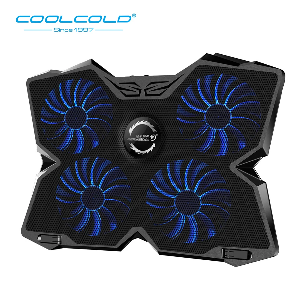 

COOLCOLD Four Fans Laptop Cooling Pad Notebook Stand LED Light 2 USB Type Fit For 12-17inch Notebook Gaming Daily Use