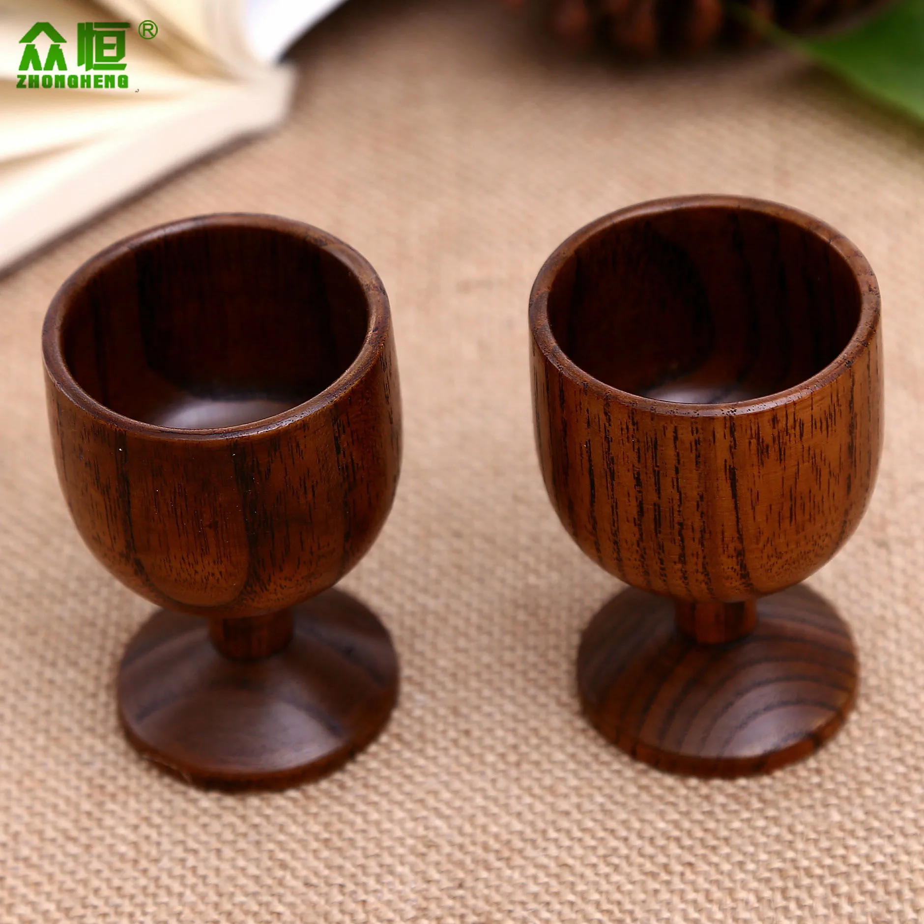 High Quality Handmade Wooden Wine Glass Goblet Natural Jujube Wood Water Coffee Cup Drinkware