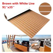 89x230cmx6mm самоклеющиеся EVA пены искусственного тика лист лодки яхты синтетический тик настил пола коричневый с белыми линиями лодки