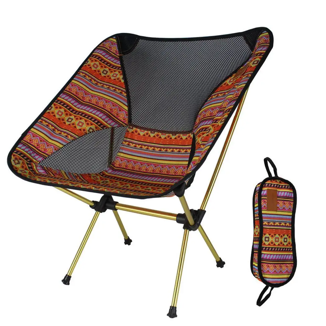 Прочный портативный складной стул с принтом на открытом воздухе 150 кг, домашний зеленый, красный, желтый, розовый