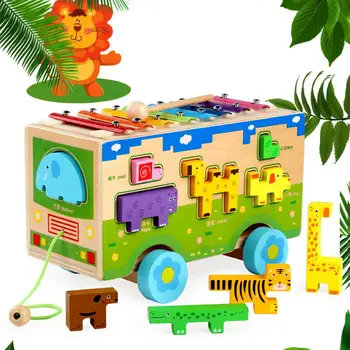 

Multi-functional Wooden Hammering Box Toy Early Learning Educational Toy Building Block Kids Gift Building Block Haul Truck