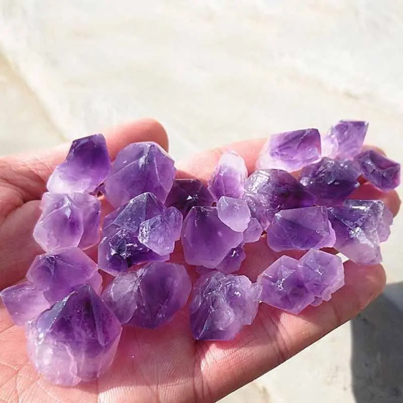 

100g Natural Amethyst Skeletal Quartz Clear Crystal Specimen Stone Minerals Aquarium Geometric Garden Flowerpot Office Decor