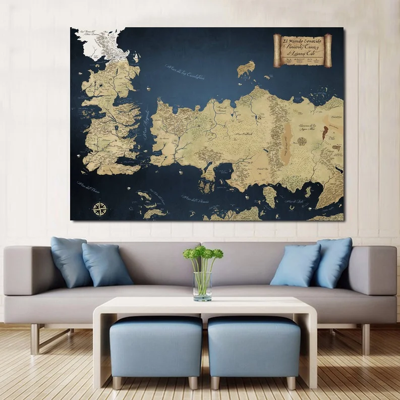 

GAME OF THRONES WORLD MAP Poster Canvas Print Wall Art Home Decor No Frame