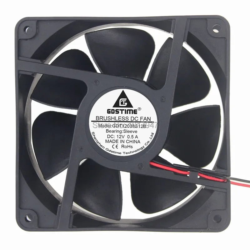 

1Pieces Gdstime DC 12V 2Pin 12038 120mm 120x120x38mm 12cm Machine Case Cooler Heatsink Fan