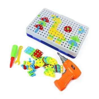 

240pcs Children Electric Drill Nut Puzzle Disassembly Assembled Block Plastic Jigsaw Building Toy Kids Educational Tool