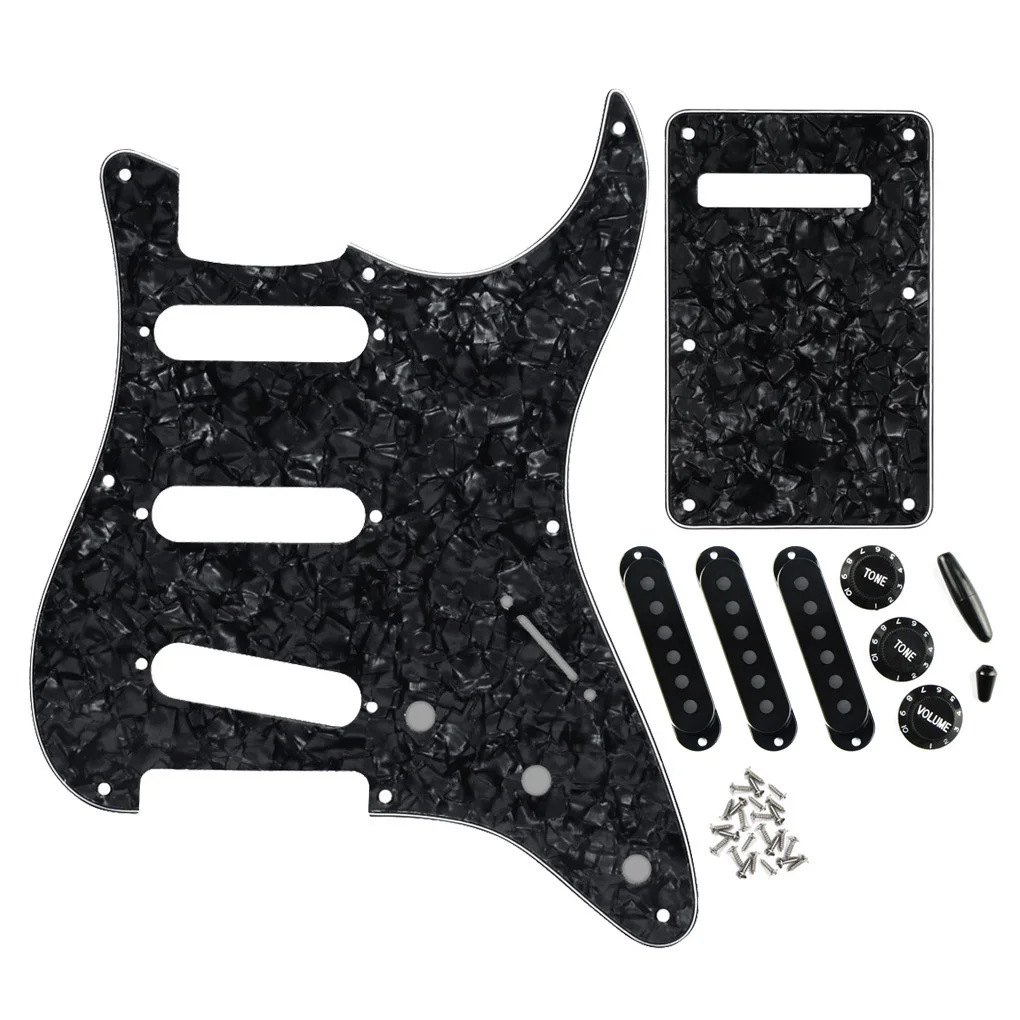 FLEOR набор из 8 отверстий SSS Strat Pickguard гитара и задняя пластина с 48/50/52 мм Пикап крышки