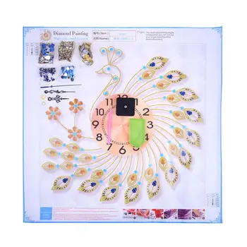

3D Special Shaped Diamond Peacock Opening Shape Wall Clock for DIY Diamond Painting Cross Stitch Diamond Mosaic Craft Decoration