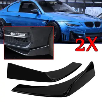 

New 2Pcs Universal Black Car Front Deflector Spoiler Splitter Diffuser Bumper Canard Lip ABS Plastic Decorative Protection