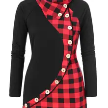 ROSE GAL Модные осенние топы Женская повседневная рубашка с капюшоном с длинным рукавом Пуловер Плед Топы Плюс размер Женская длинная футболка 5XL XL