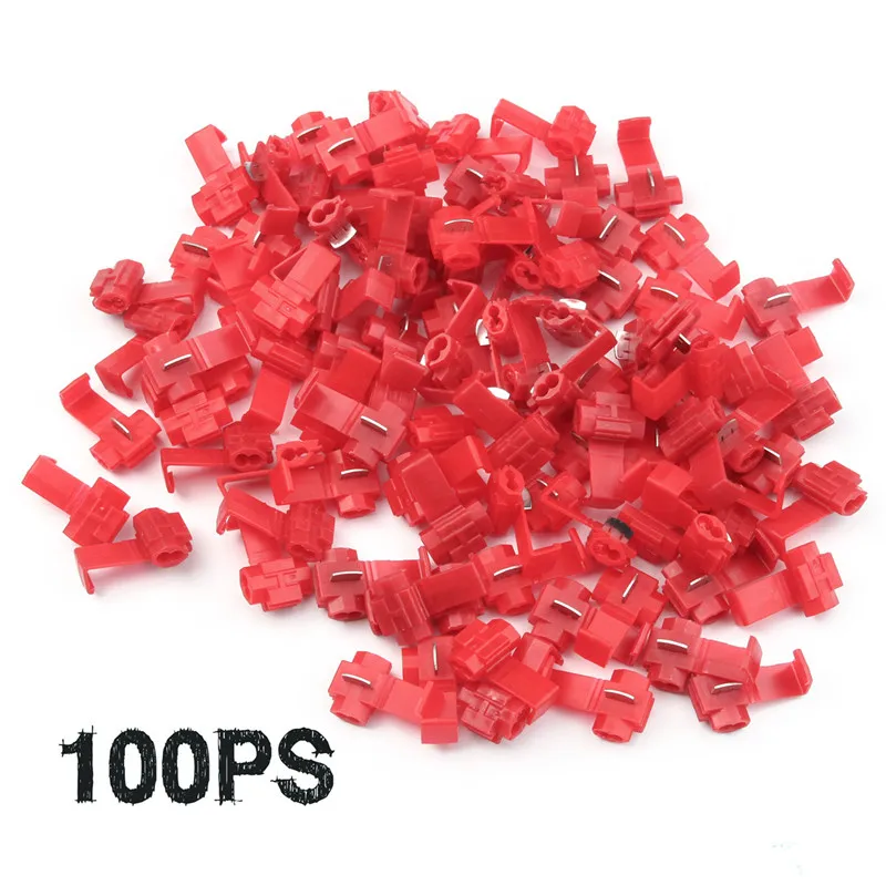 

50Pcs Lock Wire Electrical Cable Connector Red Insulated Quick Splice Terminals Crimp For Car Electrical Crimp Cable Snap