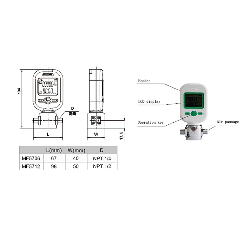 MF5706 (0 10 л/25 л) измеритель расхода газа MF5712 200 цифровой расходомер сжатого воздуха
