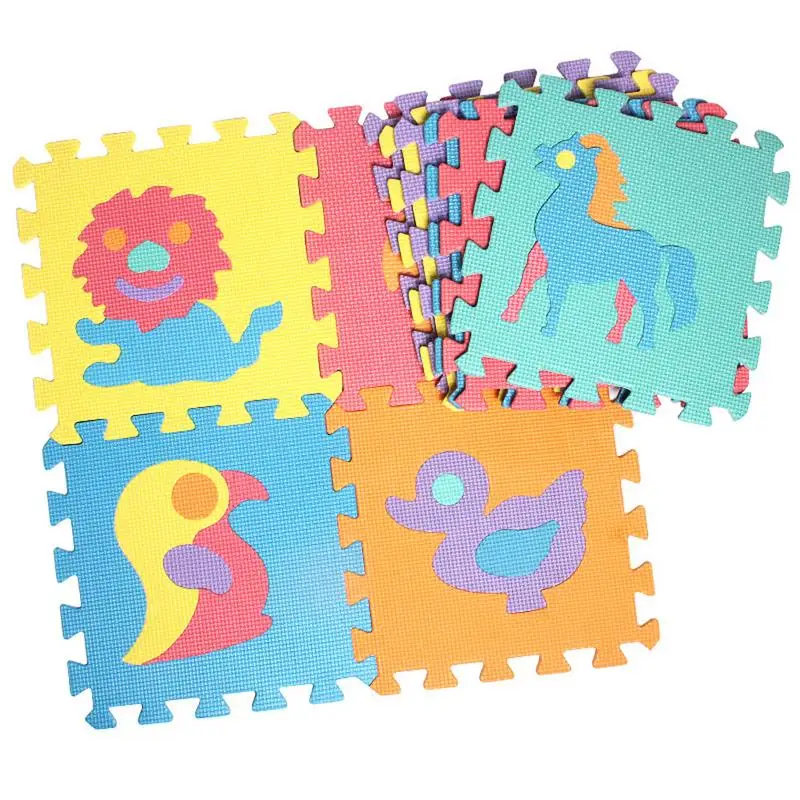 New 10Pcs Animal Pattern Foam Crawling Puzzle Kid Rug Carpet Split Baby Play Mat