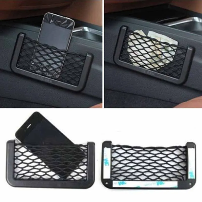 

JX-LCLYL 15*8CM Car Elastic Storage Net String Mesh Bag Phone Holder Ticket Pocket