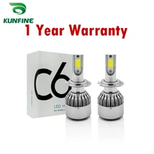 KUNFINE 12 V/24 V Автомобильный светодиодный фары для авто светодиодный H4 H7 9003 HB2 H11 светодиодный H1 H3 H8 H9 880 9005 9006 H13 9004 9007 светодиодные фонари для грузовика C6