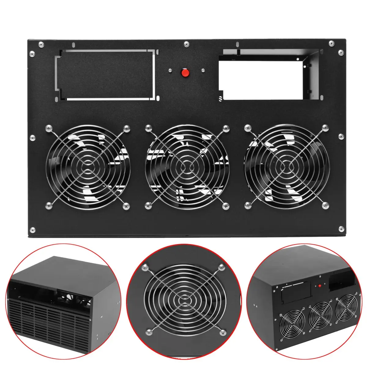6 GPU 3 Fans Open Air BTC Coin Miner Minning Case Miner Mining Frame Case Mining Rig Case with 3 Fans New Arrival 2019