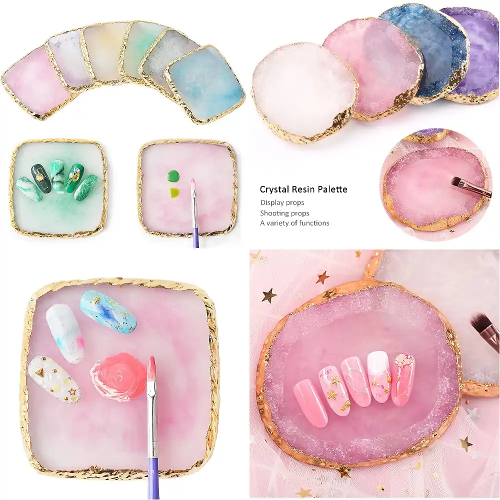 1pc 9 Color Resin Display Palette Practice Board Shelf Manicure