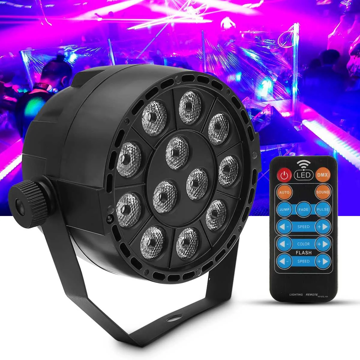 36W Par RGB Stage Light 12LED UV Bar Party Remote Control DJ Party Disco DMX Voice control