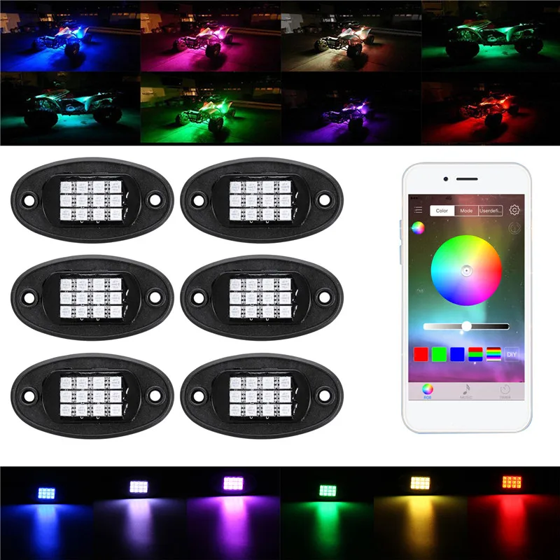 Новинка 6 в 1 светодиодный светильник рок под корпусом RGB Автомобильная