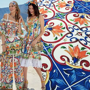 

New 148cm wide-selling hot big-name hand-painted flower series printing fabric processing digital printing processing