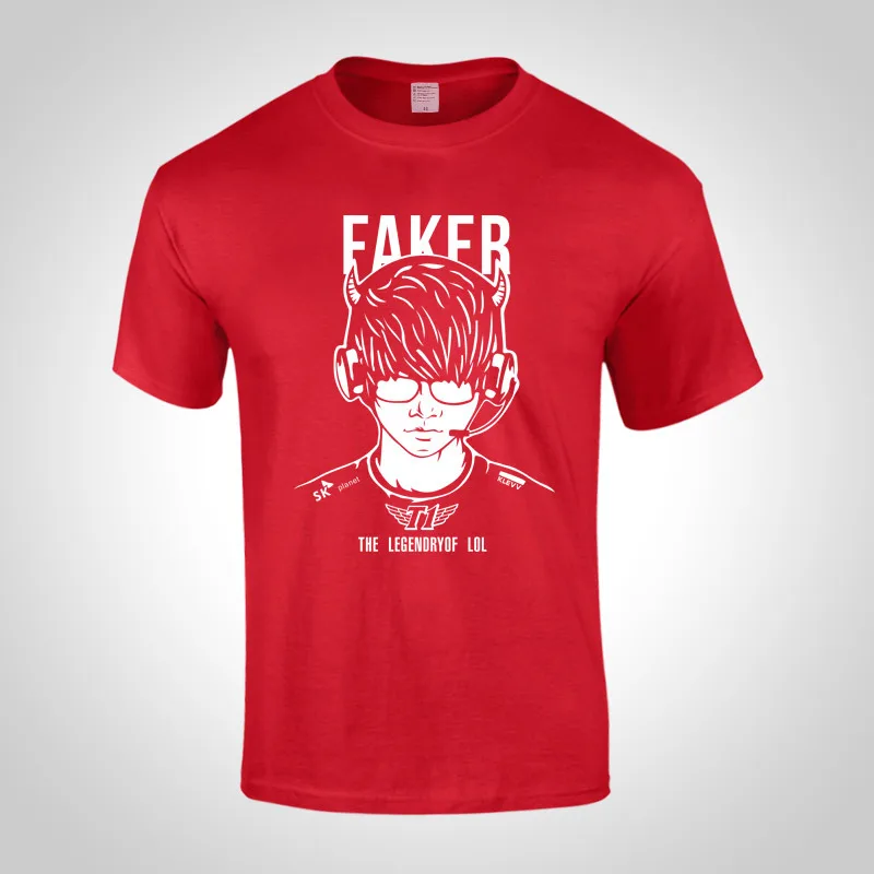 2019 игровая Лига Легенд Чемпион LCK команда SKT FAKER футболка хлопок с коротким