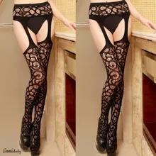 Сексуальное черное кружевное белье женские колготки Цветочные полые сексуальные Чулочные чулки чулочно-носочные изделия Babydoll носки