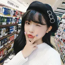 Женская зимняя шапка, берет, женская шапка из смеси шерсти и хлопка, осенняя Новинка, брендовые новые женские шляпы, шапка s, черная, белая, серая, boinas de mujer