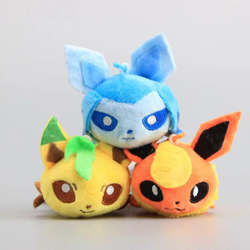 Аниме 3 шт./компл. Flareon Jolteon Glaceon плюшевый брелок милый маленький кулон Мини плюшевые куклы " 10 см подарок для детей