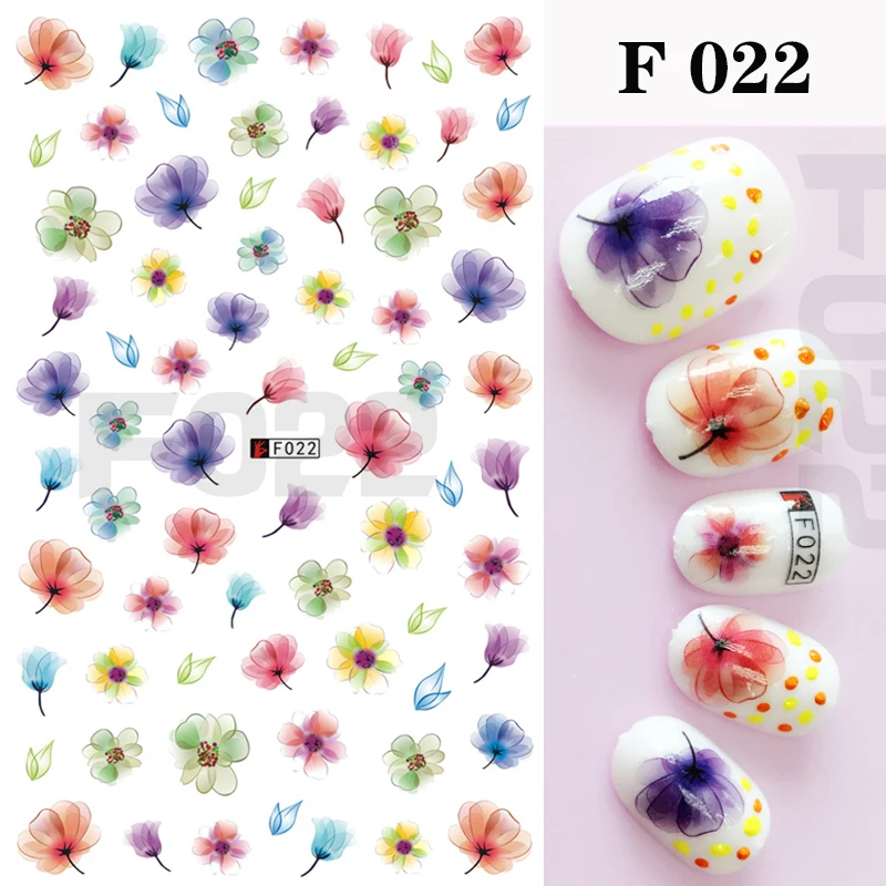 

1 Sheet Embossed 3D Nail Stickers Blooming Flower 3D Nail Art Stickers Decals Adhesive Manicure Nail Art Tips Decoration