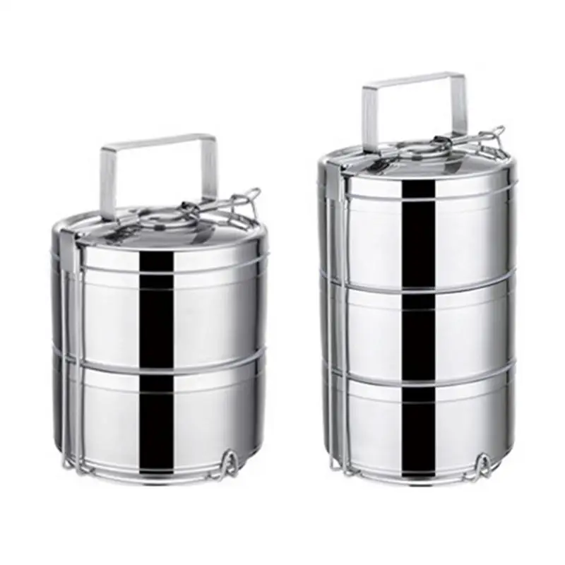 

Thermal Lunch Box Stainless Steel Portable Picnic School Food Container Box Leak-Proof Round Bento Box Double/Three-Layer