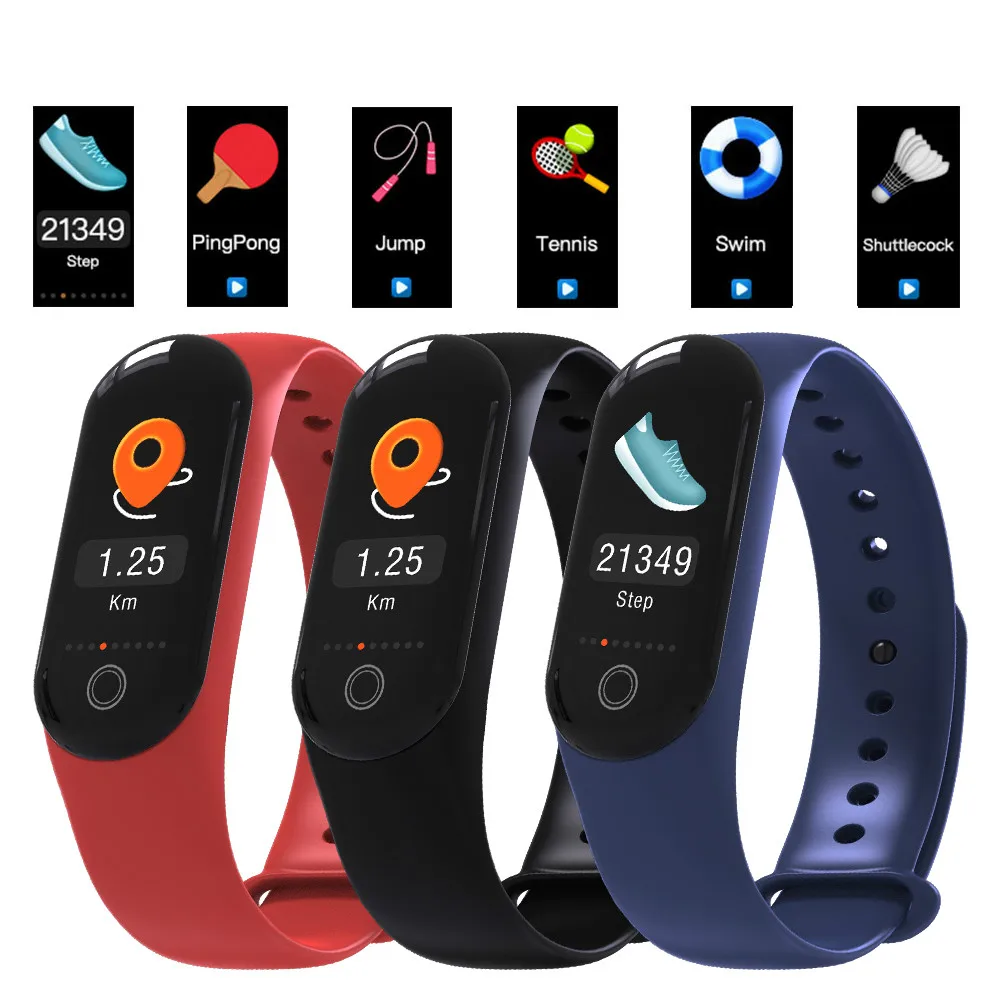 

M3 Smart Band Fitness Bracelet Wristband Watch Color Screen Heart Rate Tracker Blood Pressure Men Women Smart Pedometer Sport