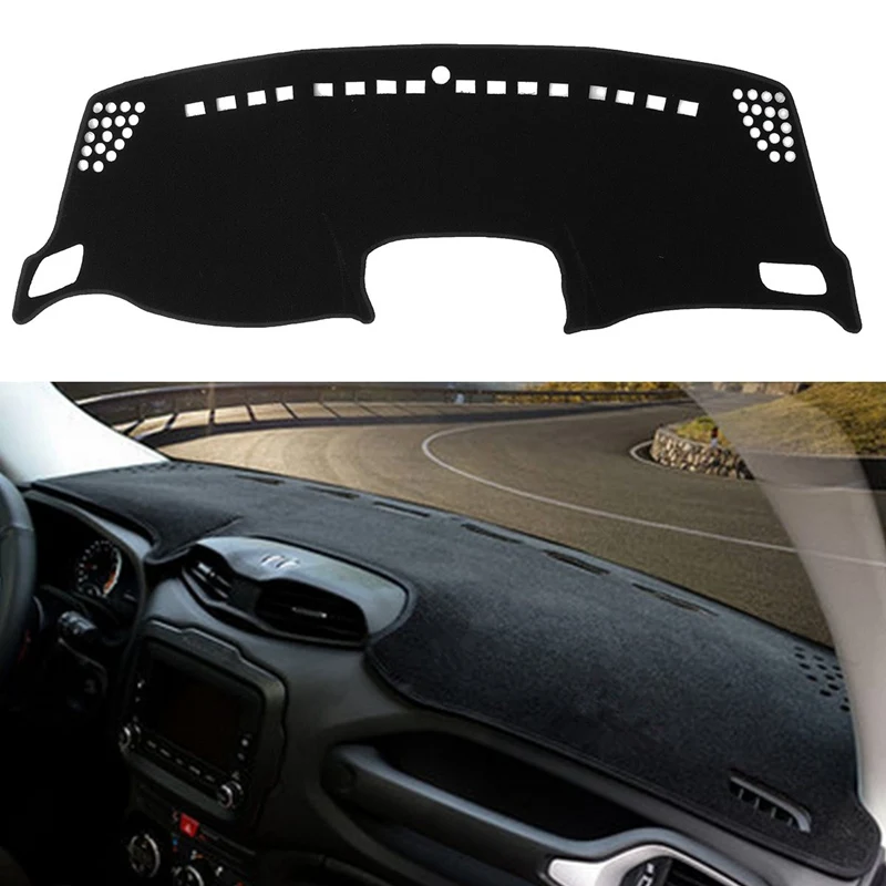 

Autoleader Inner Dashboard Dash Mat DashMat Sun Cover Pad for Jeep for Renegade 2015 2016 2017 Polyester Fiber Black Mat