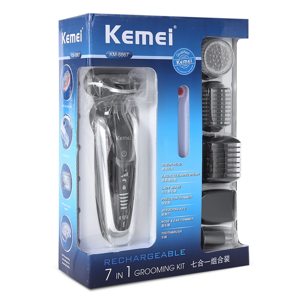 Kemei KM 8867 7 в 1 для мужчин 3D электробритва Универсальный триммер бороды