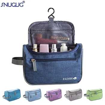 

SNUGUG Portable Waterproof Men Toiletry Bag Oxford Fabric Zipper Cosmetic Bag Big Hanging Women Makeup Bags