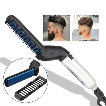 

Men Multi-functional Hair Comb Curling Iron Straighten Hair Curler Quick Hair Styler Electric Heating Hairbrush Comb